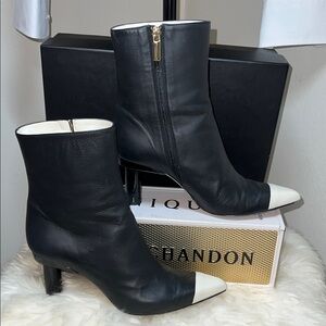 Tibi Two-Tone Black and White Grant Glove  Boots Sz.38.5